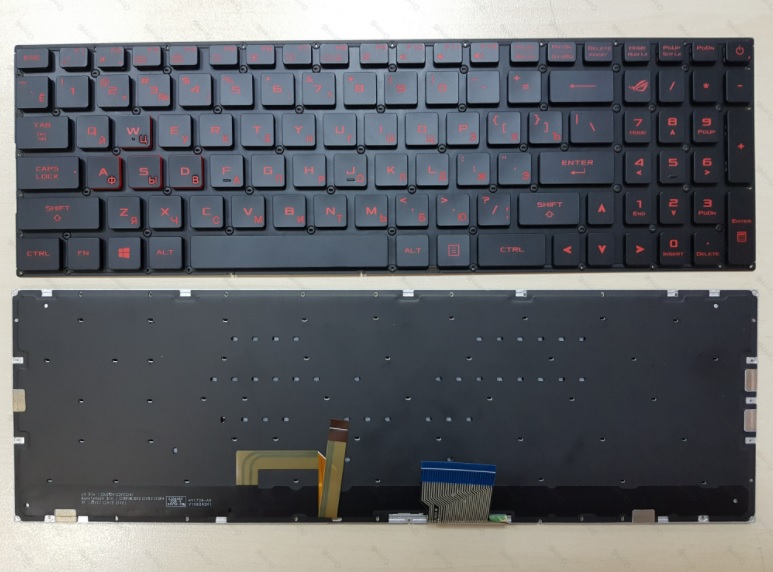 Клавиатура для Asus GL702 черная с красной подсветкой